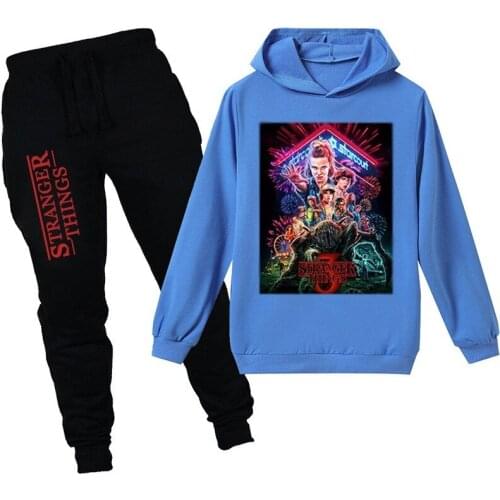 Kids Stranger Things Clothes for Boys Cosplay Costume Girls Cotton Full Sleeve Children Sportwear Hoodies Tops +Pants Tracksuit