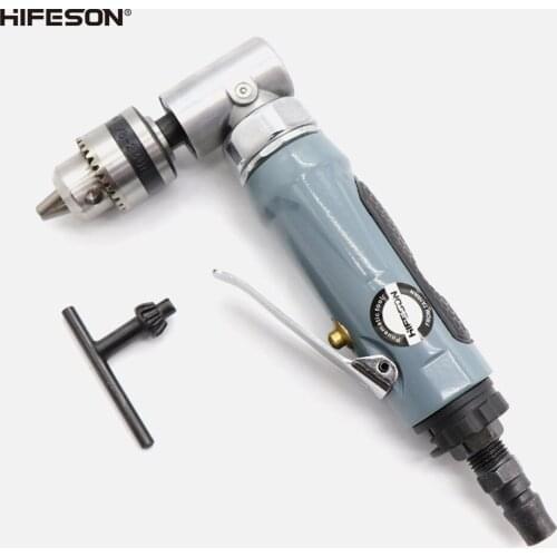 HIFESON 3/8" 0.6-6.36mm Pneumatic Air Drill Gun 90 Degree High-Speed Pistol Type Gun Reversible Tool for Hole Drilling