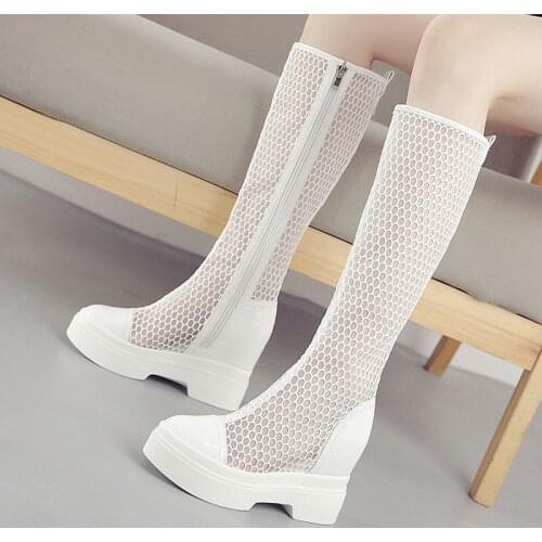 Summer womens boots 2020 new Baotou sandals with enlarged mesh breathable fashion platform high heel boots