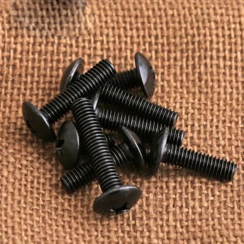 M3 M4 M5 Phillips Corss Recessed Truss Big Head Machine Screw Threaded Round Mushroom Head Bolt Black Steel