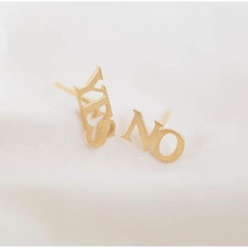 Fashion cute yes and no Post Stud earrings