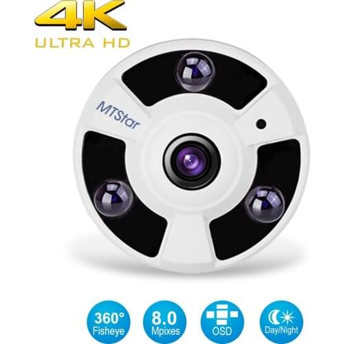 MTStar 180 degree Fisheye Panoramic 4K 4 In 1(AHD/TVI/CVI/CVBS) Dome Camera IR Night Vision Intdoor Security Camera
