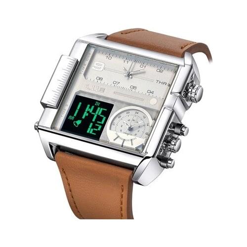 Top brand dual time display business watches sports men watch digital calendar waterproof quartz watch water 50 meters mil