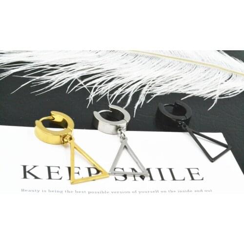 Lot 50pcs Fashion Jewelry- Hoop Circle Earrings Pendant PUNK EMO Men/Women Ear Studs/Earring Stainless Steel Triangle Hoop Ring