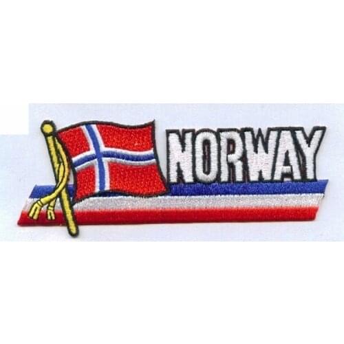 Norway Country Embroidery Patches Made by Twill Heat Cut and Iron On Backing 100pcs/Plastic Bag MOQ50pcs Free Shipping