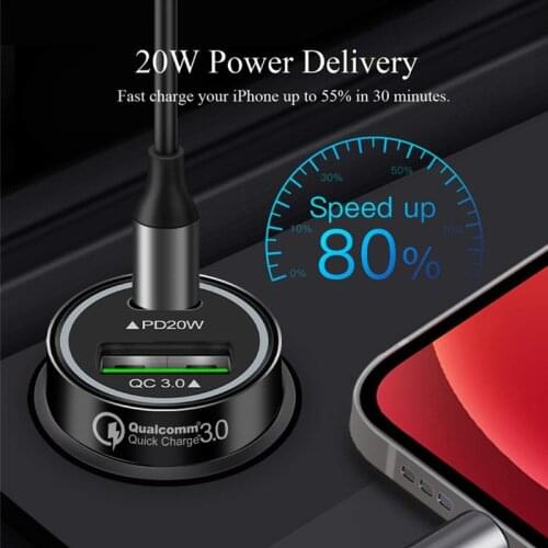 PD20W Car Charger Quick Charge 3.0 Universal Mobile Phone Car-Charger For iPhone Samsung Xiaomi Cigarette lighter socket charger