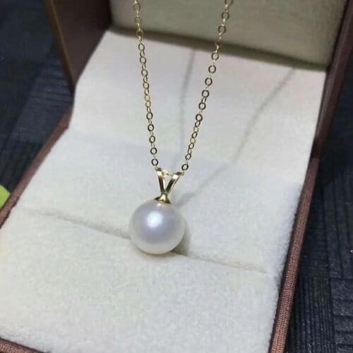 Shilovem 18k yellow gold Natural freshwater pearls pendants fine Jewelry women trendy no necklace Christmas gift mymz9.5-10zz