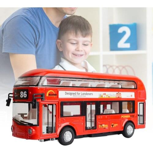 Lovely Alloy Tourist Bus Model Pullback Car Figure Children Gift Home Ornament