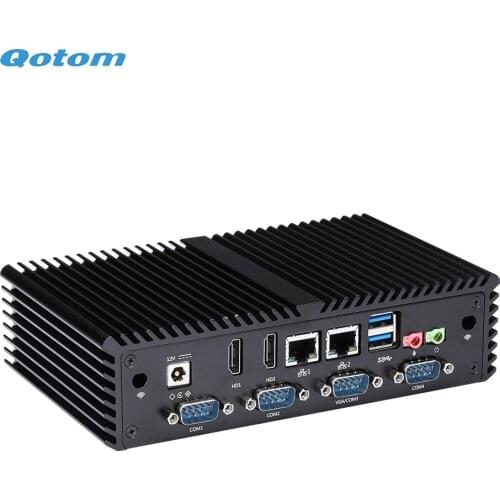 Qotom Mini Industrial PC Q330PY Core i3 Processor Onboard Fanless Running 24/7 Dual LAN 6x COM Ports