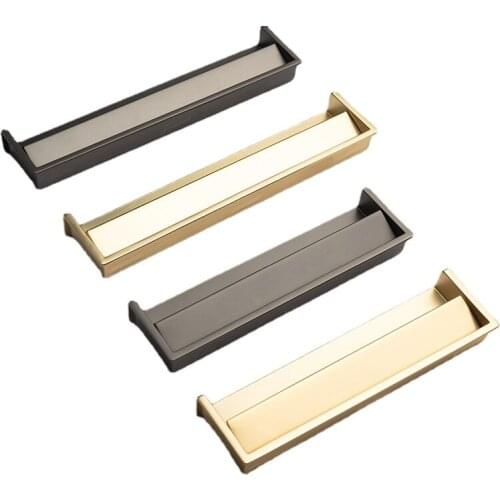 Cabinet Knobs Sliding Door Drawer Buckle Cabinet Door Dark Buckle Flat Handle Tatami Invisible Open-mounted Hole-free Handle