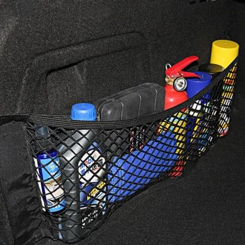 Car Back Rear Mesh Trunk Seat Elastic String Net Magic Sticker Universal Storage Bag Pocket Cage Auto Organizer Seat Back Bag