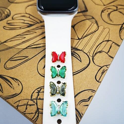 Charms Butterfly for Apple Watch Band Silicone Strap Creative Decorative Nails Watchband Accessories for iwatch Bracelet