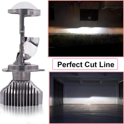 YHKOMS H4 LED Canbus Lens Mini Projector Car Headlight 50W 8000LM 6000K Auto Headlamp Automobiles Hi/Lo Beam LED Bulbs 12V