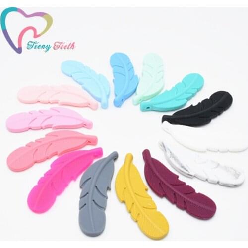 Teeny Teeth 5 PCS Feather Silicone Beads Chewable Necklace Pendant Food Grade DIY Making Baby Teething Perles Beads