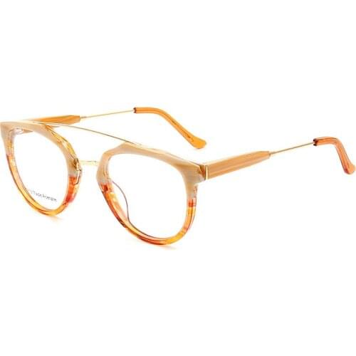 Veshion Acetate Spectacle Frames Blue Light Glasses Vintage Retro Eyeglasses Frames for Male Female Computer Glasses Myopia Lens
