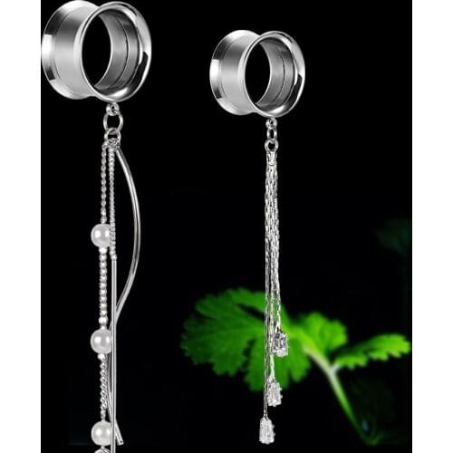 Silver Gold Metal tassel pendant earrings for women Bohemia dangle ear tunnels plugs strechers Fashion body Jewelry gift