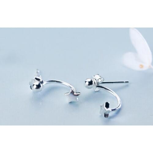 MloveAcc New Top Quality Star Stud Earrings for Women Exquisite Fashion Wedding Real 925 Sterling Silver Jewelry