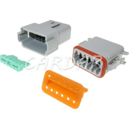 1 Set 12 Pin DT06-12S DT06-12P DT Series Grey Plug Automotive Connector Waterproof Electrical Wire Socket For Deutsch