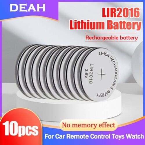 10PCS LIR2016 LIR 2016 3.6V Lithium Rechargeable Battery For Remote Control Watch Button Coin Cell Replaces CR2016 ML2016 BR2016
