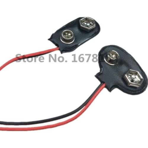 100Pcs 15cm Black Red Cable Connection 9V Battery Clips Connector Buckle T type / I type