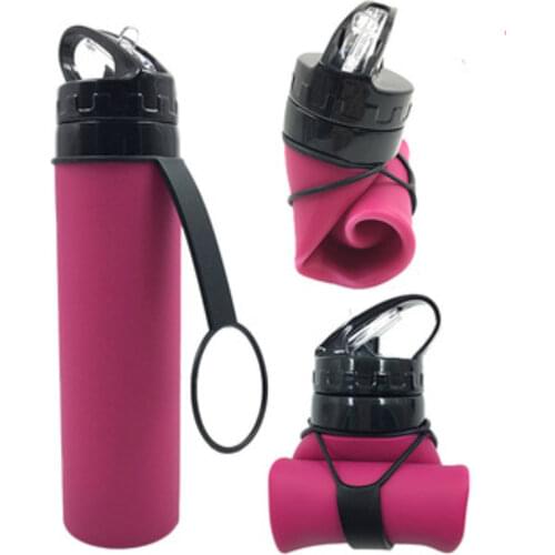 50pcs/lot 600ml Silicone folding water bottle collapsible sports mug foldible travel kettle 20oz hygienic drinking mouth