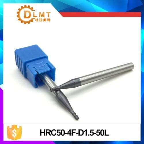 5pc HRC50 4F 1mm 1.5mm 2mm 2.5mm EndMills 50L 4Flute Straight Shank Flat EndMills for CNC Machine Tool Accessories