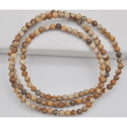 4MM Picture Stone Beads Bracelet Bangle Necklace Stretch 22 Inch Jewelry For Woman Gift G741