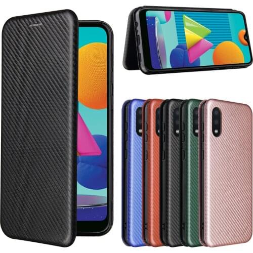 For Samsung Galaxy A02 Case Carbon Fiber Flip Leather Case For Samsung Galaxy M02 A 02 Case Cover for Galaxy A02 M02