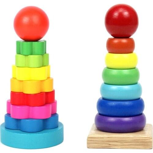 Wooden Montessori Toy Building Blocks Early Learning Educational Toys Color Shape Match Kids Puzzle Toys For ChildrenBoysGirls