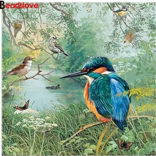 DIY 5D rhinestone mosaic Resin Full diamond Painting kingfisher Cross Stitch Kits Home Decoration Diamonds Embroidery bird