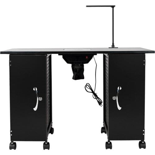 Two Styles Manicure Nail Table Station Nail Salon Furniture Iron Manicure Station Table with LED Lamp & Arm Rest