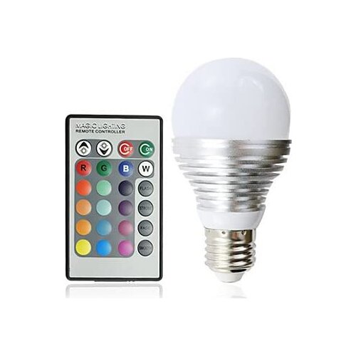 E27 3W 16-Color Changing Light LED Ball Bulb with Remote Control (110-240V