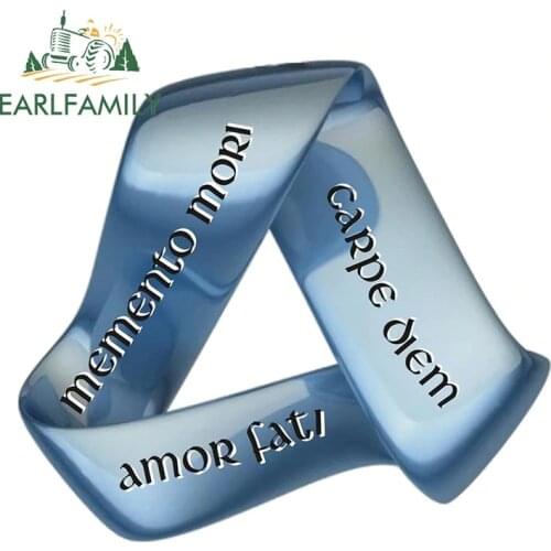 EARLFAMILY 13cm x 13cm Auto Car Sticker for Amor Fati Memento Mori Carpe Diem Car Accessories Waterproof Decals Vinyl Decor