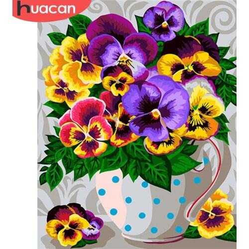 HUACAN DIY Pictures By Number Flower Kits Painting By Numbers Drawing On Canvas Hand Painted Picture Art Gift Home Decoration