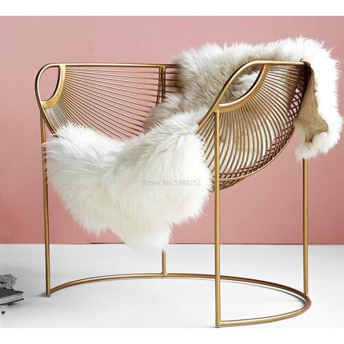 Living room Nordic creative lazy gold hollow iron chair single leisure chair
