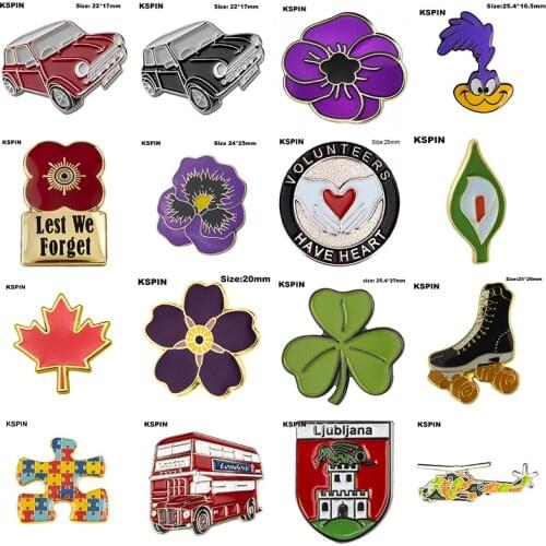 Metal Badge Red Car Black Car Maple Leafs Clover Badges Green Leaf Autism Volunteers Have Heart