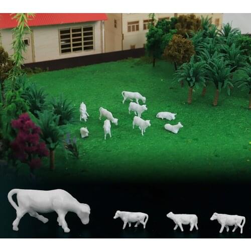 1:87/1:150 HO Scale DIY White Cow Model Simulation Farm Animals Miniature Unpainted Cows Sand Table Scene Layout