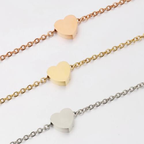 Fashion Stainless Steel Heart Womens Bracelet Gold Link Chain Bracelet Simple Jewelry Gifts
