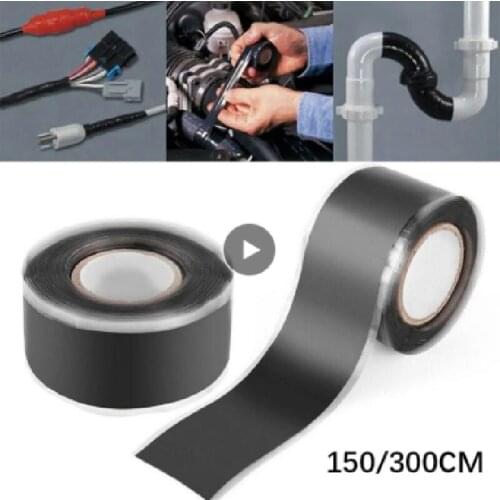 Powerful Magical Black Self-Adhesive Silicone Repair Tape Fiber Waterproof High Adhesion Pipe Seal Repair Sealing Tape 2mm Width