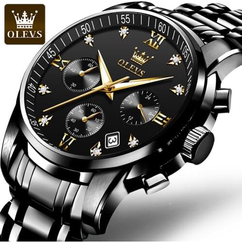 OLEVS Men Watches Luxury Brand Waterproof Calendar Diver Watch Quartz Movement Fashion Multifunction Wrist Watch For Replica