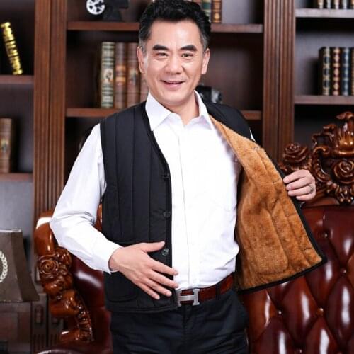 Mens autumn and winter new mens middle-aged and elderly father vest winter vest large size winter mens clothing plus velvet t