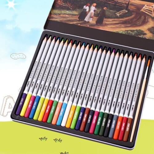 24 Colors Water Soluble Colored Pencil Watercolor Pencils Set for Adults Kids Drawing Painting Sketching