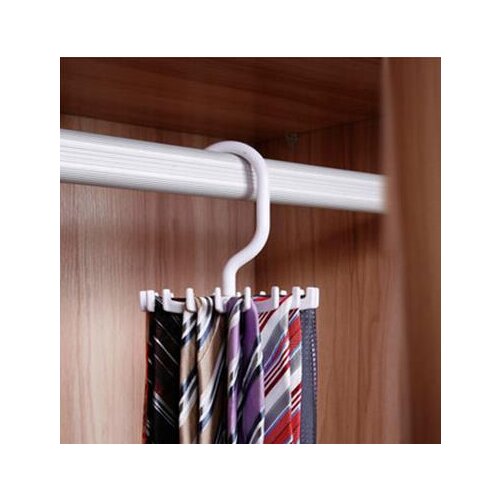 Rotating Tie Rack Adjustable Tie Hanger Holds 20 Neck Ties Tie Organizer White