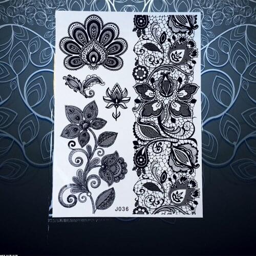 Non-toxic Lotus Large Henna Flower Bracelet Tattoo Sexy Women Body Art Tattoo Stickers 20x15CM Waterproof Henna Temporary Tattoo