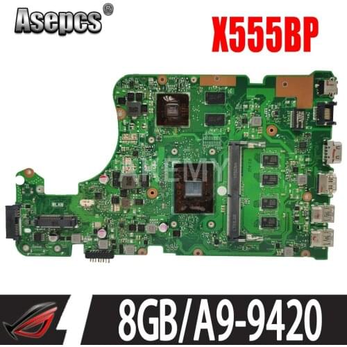 NEW AKEMY X555QG Laptop Motherboard for ASUS X555Q X555B X555BP K555B A555B K555Q original Mainboard 8GB-RAM A9-CPU R5-M420