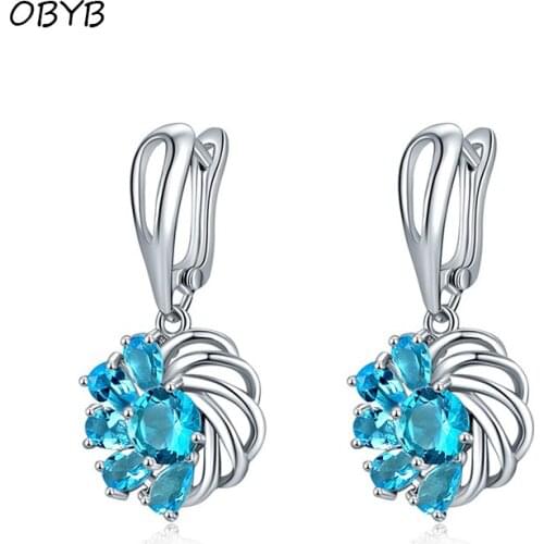 New Arrival Shiny AAA Zircon Drop Earrings For Women Micro Pave Crystal Flower Statement Earrings Small Dangle Fine Jewelry Gift