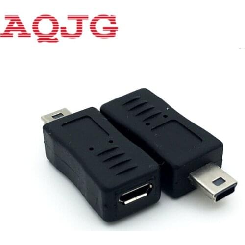 Micro USB Female to Mini USB Male Adapter Connector Converter Adaptor V3 to V8 adapter Mini 5p Black For phone Htc AQJG