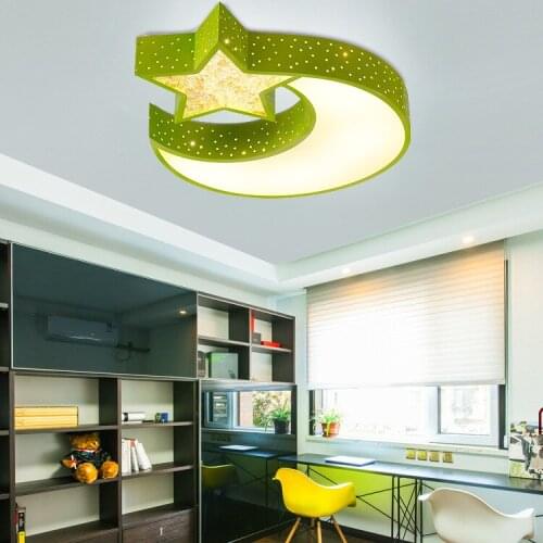 Childrens Room Ceiling Lamp Boys And Girls Iron Star Moon Bedroom Lamp Baby Room Lamp Kindergarten Led Lamp modern AC85-265V