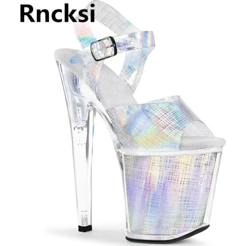 Rncksi Colorful Women Shoes 20cm High Heel Platforms Pole Dance/Performance Star/Model 20cm Sandals Party Wedding Sandals