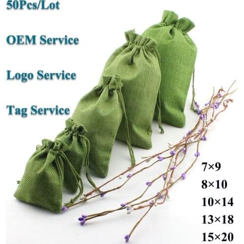 Classy Bracelet Pouches With Burlap Material 50Pcs/Lot Keychain Elegant Packing Bag of Linen Jute Chic Candy Chocolate Bags